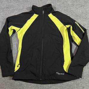 Spira Jacket Womens Medium Black Yellow Softshell Full Zip Running Athletic